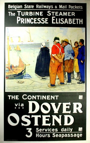 Belgian state railways, original vintage steamer poster